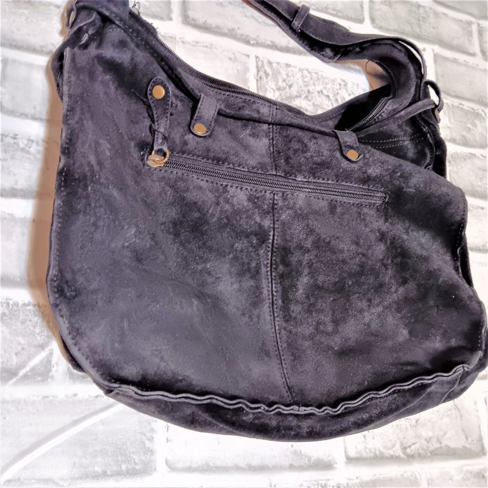 a.n.a. A NEW APROACH Genuine Suede Leather Hand/Shoulder  Bag Purse Large Pocket - Picture 5 of 11